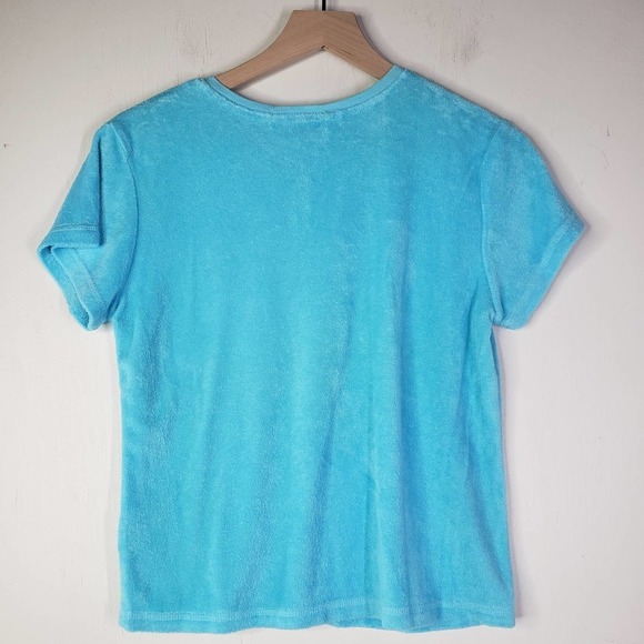 Fresh Produce Terry Tee S Aqua Blue‎ V-Neck Short Sleeve - Picture 3 of 4